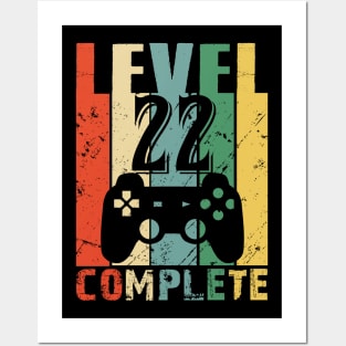 Vintage 22th Wedding Anniversary Level 22 Complete Video Gamer Birthday Gift Ideas Posters and Art